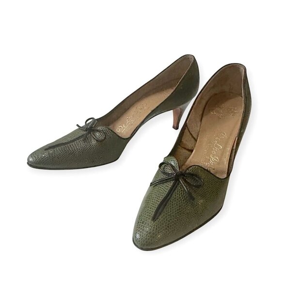 Vintage DeLiso Debs by Palter DeLiso Green Pumps, Size  7 AAA - Picture 2 of 16